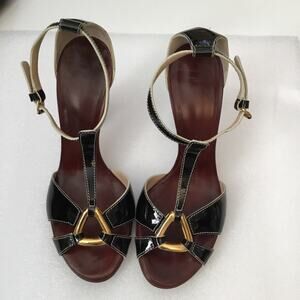 Giuseppe Zanotti Burgundy T-Strap Heel Sandals